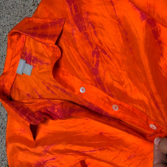 CHICO'S Silk Tie-Dye Envelope Sleeve Pullover Top - Picture 9 of 11